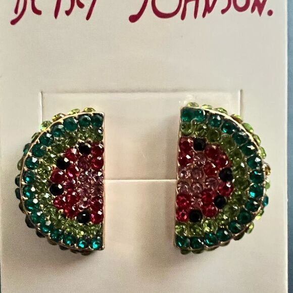 🍉 Betsey Johnson sparkling & sweet & juicy watermelon slice earrings 🍉 - Picture 3 of 8
